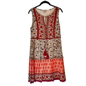 Max Studio Boho mini dress/Baby doll  sleeveless with tassels.